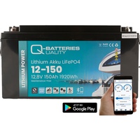 Quality Batteries Q-Batteries Lithium Akku 12-150 12,8V 150Ah 1920Wh LiFePO4 Batterie mit Bluetoot...