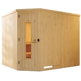 Weka Elementsauna Varberg 4 Familiensauna - 68 mm Massivholztür u. Glaseinsatz inkl. gratis Sauna-Set im Wert von 240,40 € (10-teilig)