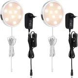 LABOREDUCER Unterbauleuchte Küche LED mit Kabel 2 Stück,Schrankbeleuchtung Schranklicht Schrankleuchten Unterschrankleuchte 230V mit Schalter (Warmweiß 2700k)
