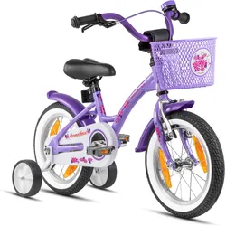 Kinderfahrrad 14 Zoll ab 4 Jahre mit Stützräder und Rücktritt violett|violett|WEISS 14