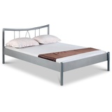 BedBox Metallbett Hanna mit klassischem Kopfteil, pulverbeschichtetes Metall grau|silberfarben 140 cm x 200 cm