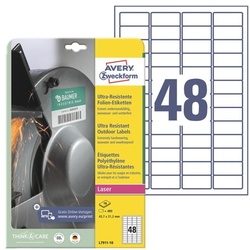 Avery Zweckform Ultra-Resistente 45,7x21,2 mm Folien-Etiketten L7911-10 weiß