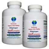 KURKUMA + INGWER + CHILI + PFEFFER - Piperin & Curcumin - UniKomplex - 720 (2x360) Pulver Kapseln - Natur pur - OHNE ZUSATZSTOFFE. 27040-6