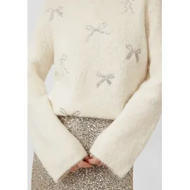 s.Oliver Strickpullover mit Stehkragen und Schleifen-Stickerei Beige L