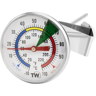 Thermometer Milch für Kaffee mit 175 mm Edelstahlsonde Kaffee Thermometer mit Clip Professionelles Barista-Milchtemperatur-Aufschäumthermometer