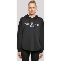 Kapuzenpullover F4NT4STIC "East Village Manhatten OVERSIZE HOODIE", Damen, Gr. L, schwarz, Obermaterial: 100% Baumwolle, casual, oversize, Langarm, Pullover, Print