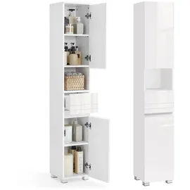 VASAGLE Badezimmerschrank mit Schublade 30 cm x 30 cm x 170 cm Weiß