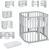 Waldin Babybett Kinderbett mit Matratze, mitwachsendes Kinder-Bett