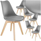 tectake® Esszimmerstühle 6er Set, Stühle mit Schalensitz, Küchenstühle modern, Essstühle, Wohnungseinrichtung skandinavisch für Wohnzimmer, Esszimmer, Küche und Büro - grau, 6er Set