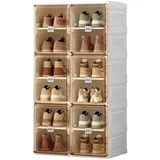 MAYIBOX Transparente schuhregal,schuhboxen stapelbar Braun, mit magnetischer Tür, für Stöckelschuhe, Stiefeletten, Pumps