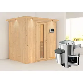 Karibu Fanja inkl. 3,6 kW Ofen + ext. Steuerung + Dachkranz
