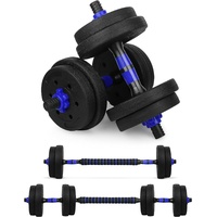 wuuhoo® Kurzhantelset Arni, 2er Set Hantel 27mm, Kurzhantel & Langhantel mit Gewichten 10kg bis 40kg, extra lange Verbindungsstange - Fitnessgerät aus Kunststoff für Zuhause 15kg - blau