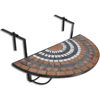 vidaXL Balkonhängetisch 76 x 56 x 64 cm terracotta/weiß-schwarz klappbar