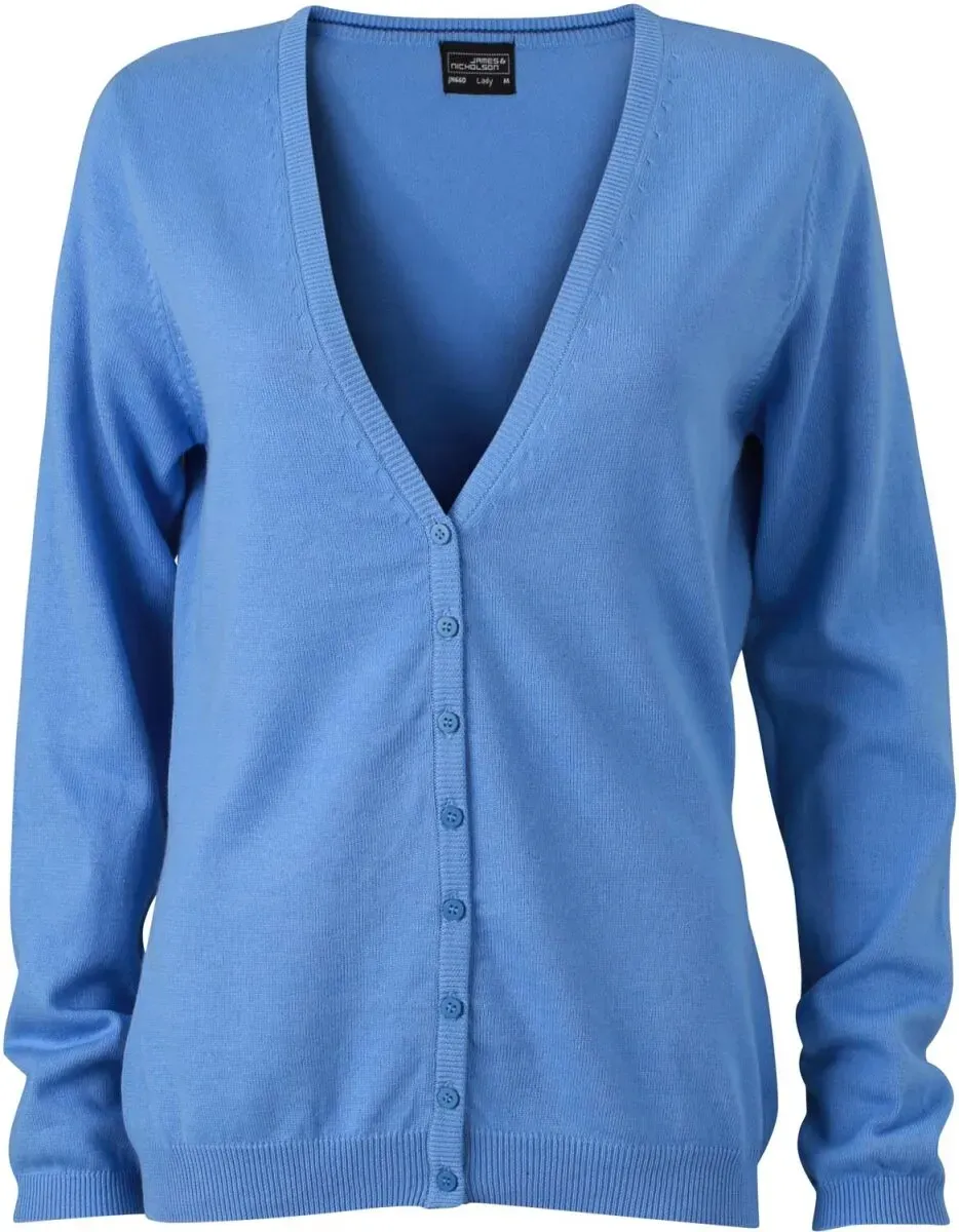 James & Nicholson Damen V-Ausschnitt Cardigan JN660 glacier blue XS
