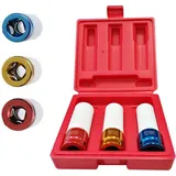 NAIZY 3-tlg Schlagschrauber 17/19/21mm 1/2 Zoll Nüsse Kraft-Schoneinsätze Steckschlüssel-Satz