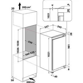 Bauknecht KSI 10GF2 Einbaukühlschrank (149 l, 1020 mm hoch)