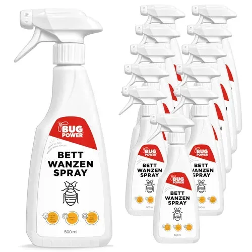 BugPower Bettwanzen Spray - effektiv gegen Bettwanzen und deren Larven: 12 x 500ml