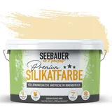 SEEBAUER diy Silikatfarbe Beige 2,5L für Innen (No. 404 Banana Splitt) Atmungsaktive Mineralfarbe für Allergiker - Abwaschbare Wandfarbe - Beigetöne hohe Deckkraft