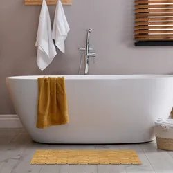 Relaxdays Badematte Bambus, 70 x 42 cm, faltbar, rutschfest, Bambusmatte für Badewanne, Dusche, Sauna, Badteppich, natur