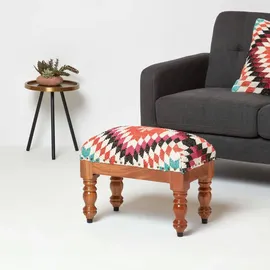Homescapes Kelim-Hocker, Mehrfarbig, Textil, Ethno, rechteckig 30x40x50 cm, Hocker Sitzhocker