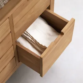 Tikamoon Waschtischunterschrank Serena aus massivem Teakholz 80 cm