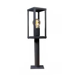 ECO-LIGHT Sockelleuchte Karo E27 Eckig Aluminium / Holz / Glas
