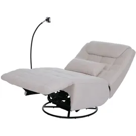 Mendler Relaxsessel HWC-P92 Chenille 82 x 96 x 82 cm creme-weiß drehbar mit Kippfunktion
