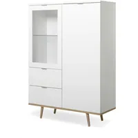 Furn.design Highboard weiß matt, Eiche 100/140 cm 2-türig, skandinavisch,