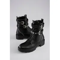 aniston shoes Schnürboots Schnürstiefelette, Bikerboots mit Nietenbesatz schwarz 36 EU
