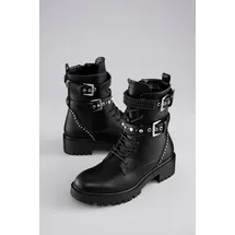 aniston shoes Schnürboots Schnürstiefelette, Bikerboots mit Nietenbesatz schwarz 36 EU