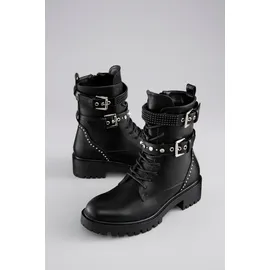 aniston shoes Schnürboots Schnürstiefelette, Bikerboots mit Nietenbesatz schwarz 36 EU