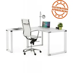 Eckschreibtisch Weiß Holz Metall  XLINE Bürotisch mit Großer Arbeitsfläche  Minimalistisches Design  200x200x74 cm  Kadima Design