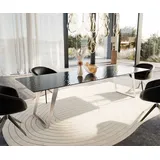 DELIFE Esstisch Edge 300x100 Reliefglas Rauchschwarz 3D-Design Edelstahl Schräg - Schwarz