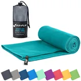 Fit-Flip Mikrofaser Handtuch - kompakte Microfaser Handtücher - ideal als Sporthandtuch, Reisehandtuch, Strandtuch - schnelltrocknend und leicht - Badetuch groß (50x100cm, Petrol)