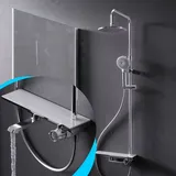 AM.PM Duschsystem ohne Armatur Regendusche Duschset ohne Thermostat mit Kopfbrause Handbrause Umsteller eckig Duschsäule für Badezimmer Chrom