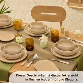 KARACA Terra Geschirrset 36-tlg. 8 Personen Creme