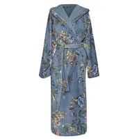 PiP Studio Bademantel Secret Garden Bathrobe_Blue_UV_UV_M 1 Bademantel M, Gürtel, Bademantel Damen und Herren Morgenmantel Frottee blau