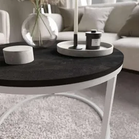 Lukmebel Lookway Couchtisch, Weiß, Holzwerkstoff, Rund, 60x42x60 cm, Wohnzimmer, Wohnzimmertische, Couchtische