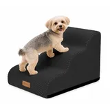 VOUNOT® Hundetreppe 3 Stufen für kleine Hunde & Katzen, Haustiertreppe aus hochdichtem Schwamm, rutschfest, Hunderampe für Sofa und Bett, mit abnehmbarem waschbarem Bezug, Tragegriff, Schwarz