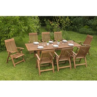Merxx Comodoro Set 9-tlg. Ausziehtisch 260 x 100 cm braun