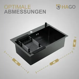 Hago Einbauspüle 68 x 45 cm Anthrazit