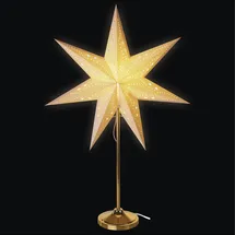EMOS Papier-Tischlampe mit weißem Stern, E14 Fassung, Weihnachtsstern mit 1,6m Netzkabel, Papierstern mit Metall-Fuß, für LED-Lampe bis 25W, 67x45 cm, IP20 Innenbereich, zum Aufstellen