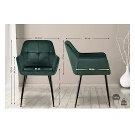 CLP 4er Set Esszimmerstühle Emia Mit Samtbezug I Polsterstuhl Mit Metallgestell I Küchenstuhl Mit Bodenschonern