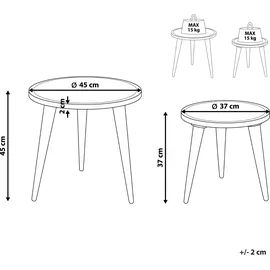Beliani Beistelltisch 2er Set Mango Holz Dunkelbraun