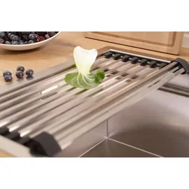 Respekta Edelstahlspüle 51 x 48,4 cm San Diego Workstation integrierte Zubehörleiste ohne Hahnlochbank