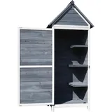 Wiltec Gartenschrank aus Holz grau 77x53x179cm mit Tür, Satteldach und Bitumenisolierung Gerätehaus Geräteschrank Werkzeugschrank Geräteschuppen