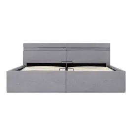 vidaXL Bett mit Bettkasten Hydraulisch LED Hellgrau Stoff 180x200 cm