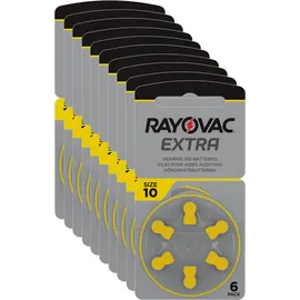 Rayovac Extra Advanced 10 - 6er Blister Hörgerätebatterien PR70 Gelb