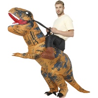 FXICH Ride-T-REX Aufblasbares Kostüm für Erwachsene, Dinosaurier-Kostüme, Overall, Air Blow Up, Halloween, Cosplay, Kostüm (Braun)