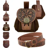 YOUYIKE Mittelalterliche Retro HüFttasche, Mittelalter Kleidung für Damen Herren Accessoires Set, Mittelalter Gürtel, Tragbares Seitenpaket, für Wikinger Piraten Hexe Ritter Renaissance Kostüm (B)